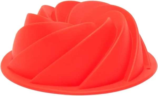 Forma de Silicone Vermelha Espiral 11cm – Ideal para Flan, Pudim, Bolo e Cremes
